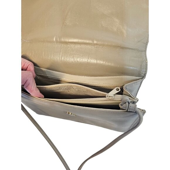 Vintage Koret Leather Crossbody/Clutch Bag Leather Lined Medium Rectangle Taupe - Picture 8 of 12